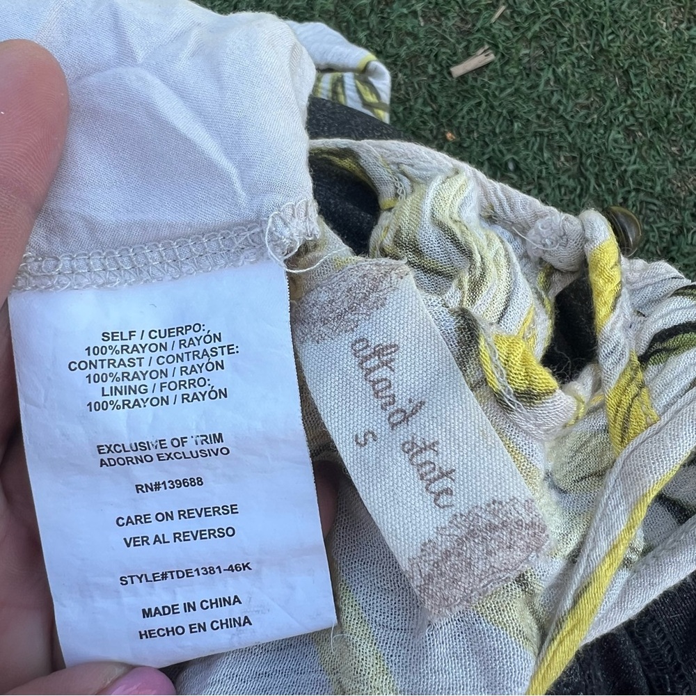 Altar'd State Cream and Yellow Leaf Print Romper botanical flowers embellished S - Picture 8 of 8